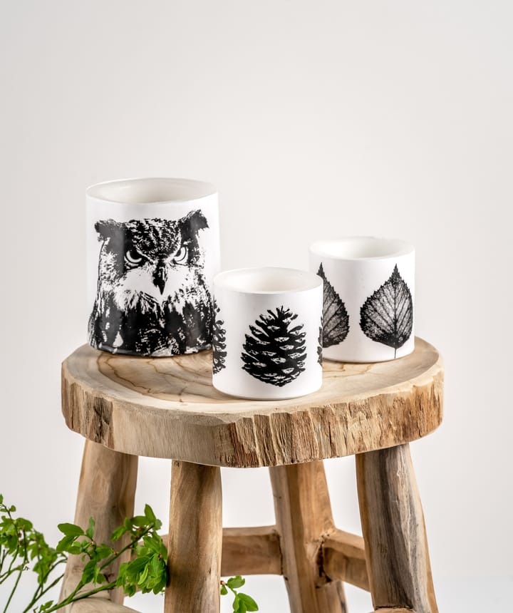 Nordic The Eagle Owl block candle 12 cm - White-black - Muurla