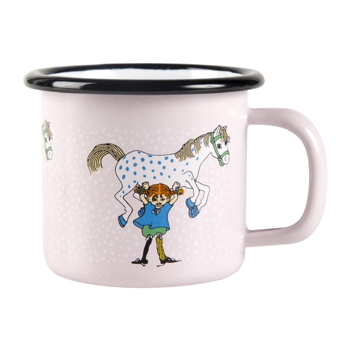 Pippi and Lilla gubben enamel mug 1.5 dl - Light pink - Muurla