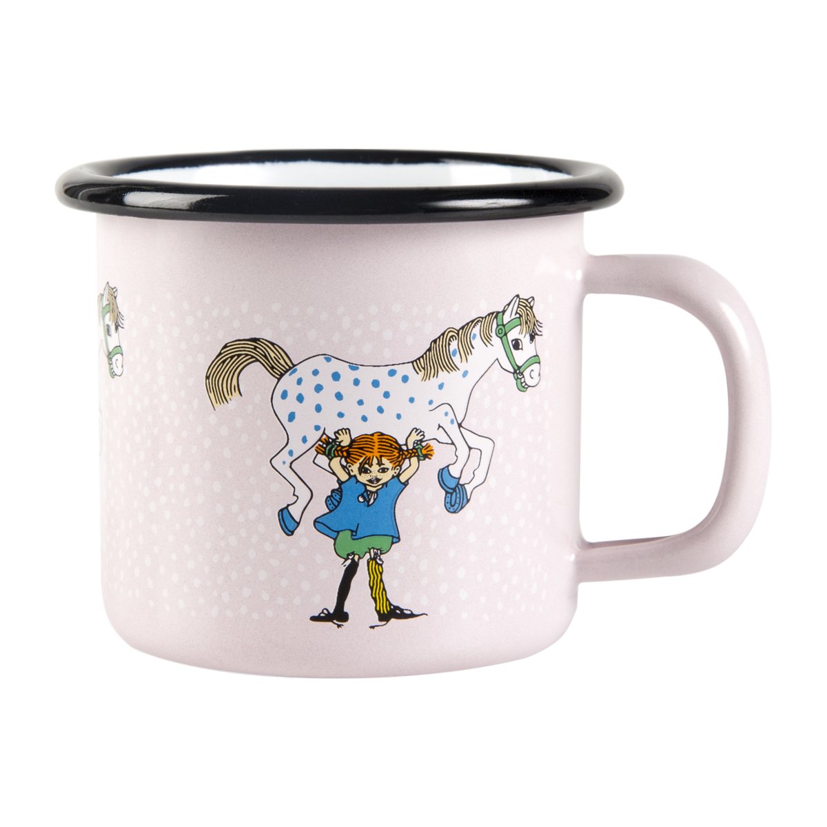 Muurla Pippi and Lilla gubben enamel mug 1.5 dl Light pink