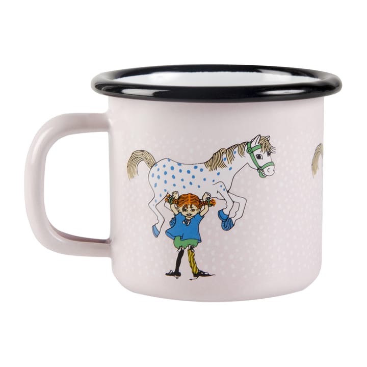 Pippi and Lilla gubben enamel mug 1.5 dl - Light pink - Muurla