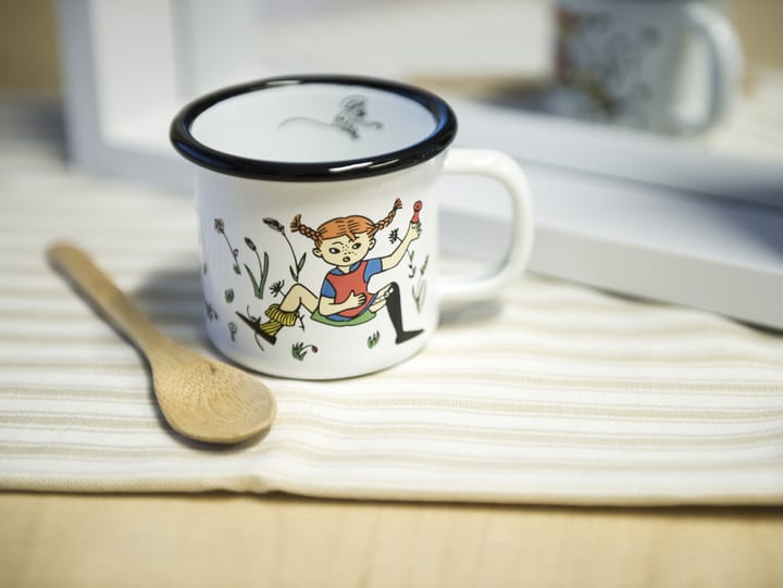 Pippi and Mr Nilsson enamel mug 1.5 dl - White - Muurla
