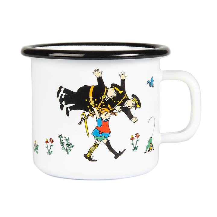 Pippi and the police enamel mug 25 cl, White Muurla