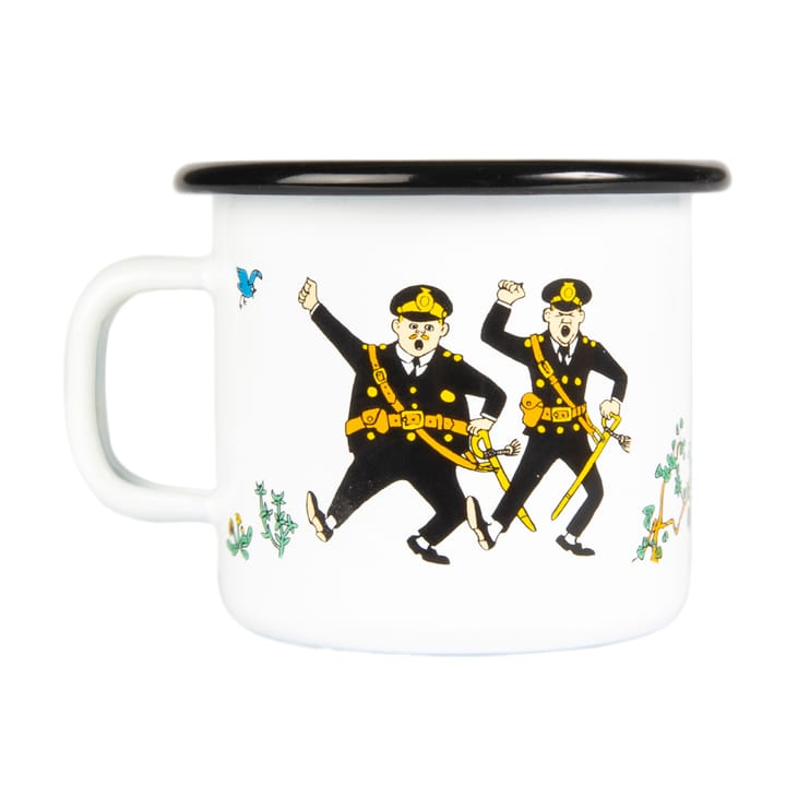 Pippi and the police enamel mug 25 cl, White Muurla