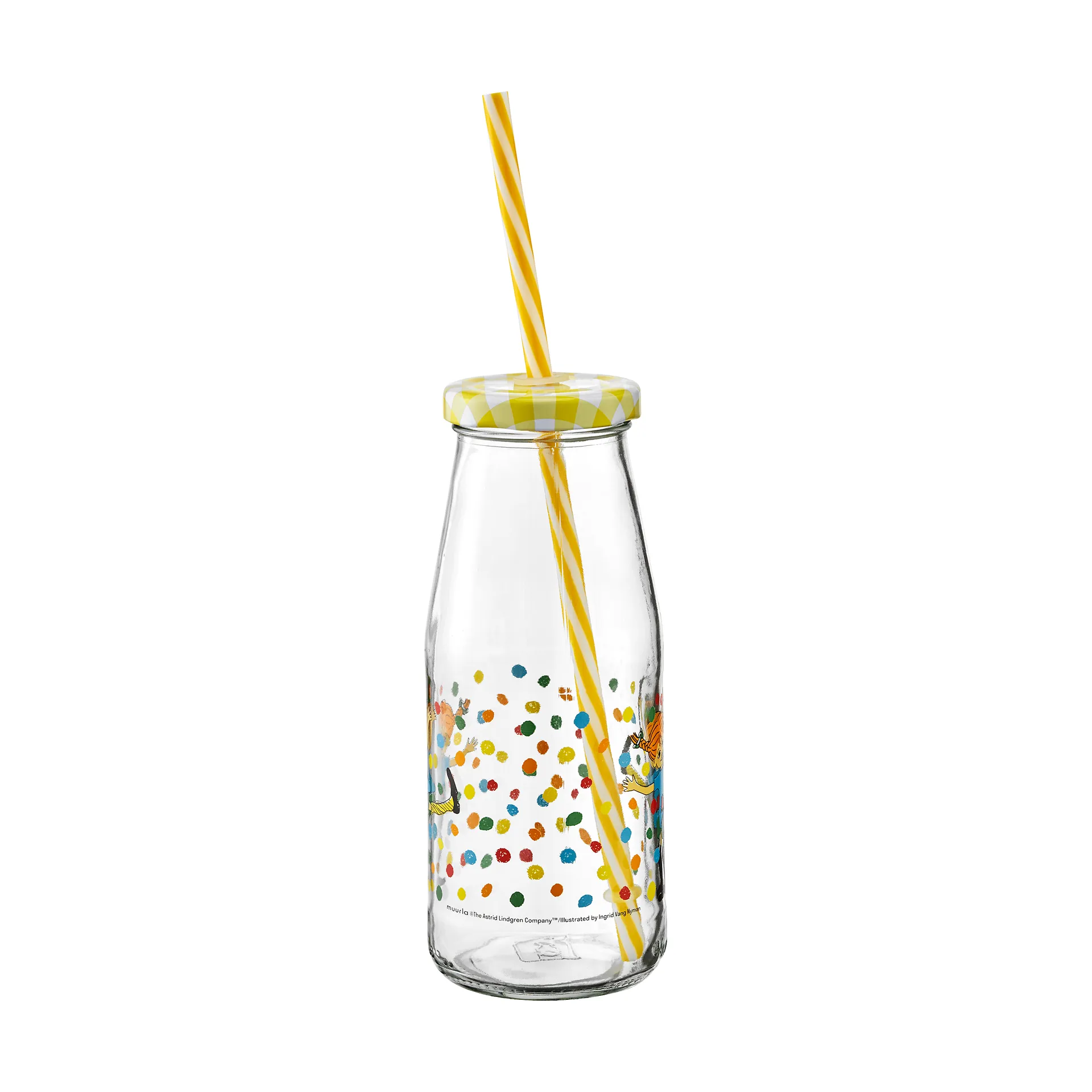 Pippi bottle with lid and straw 4.5 dl, Boing-boing Muurla