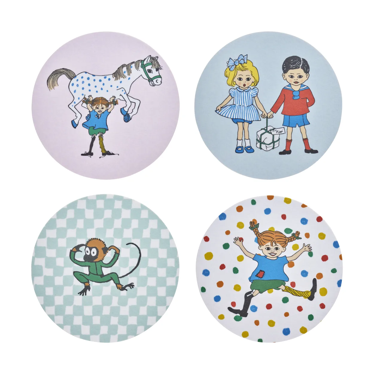 Muurla Pippi coasters 4 pieces Boing-boing | Scandinavian Design | Coasters | Multi
