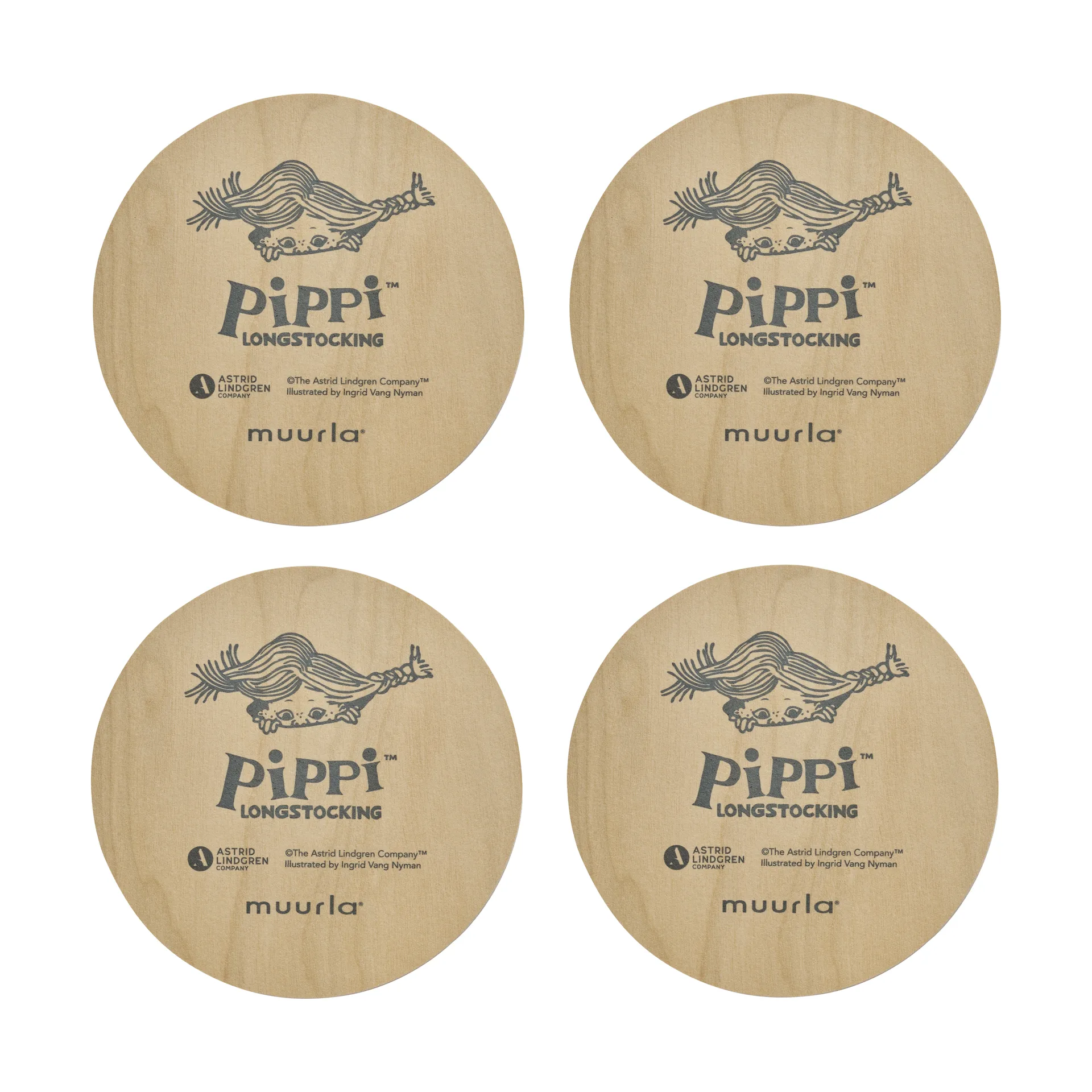 Pippi coasters 4 pieces, Boing-boing Muurla