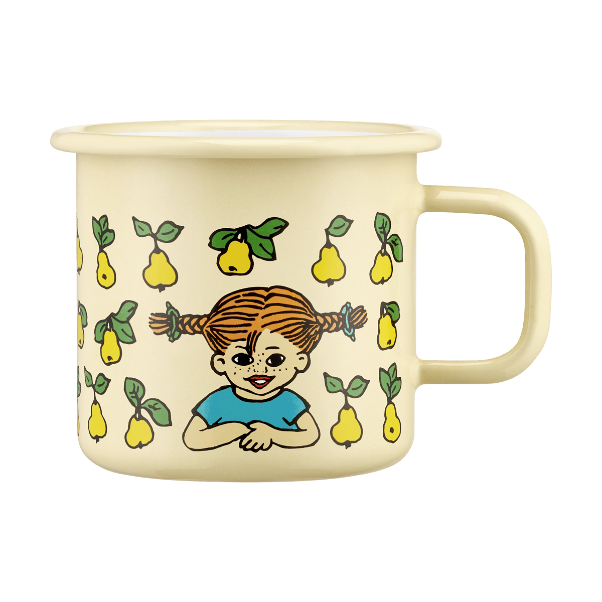Muurla Pippi Longstocking enamel mug 3.7 dl Fruits | Scandinavian Design | Coffee cups | Yellow