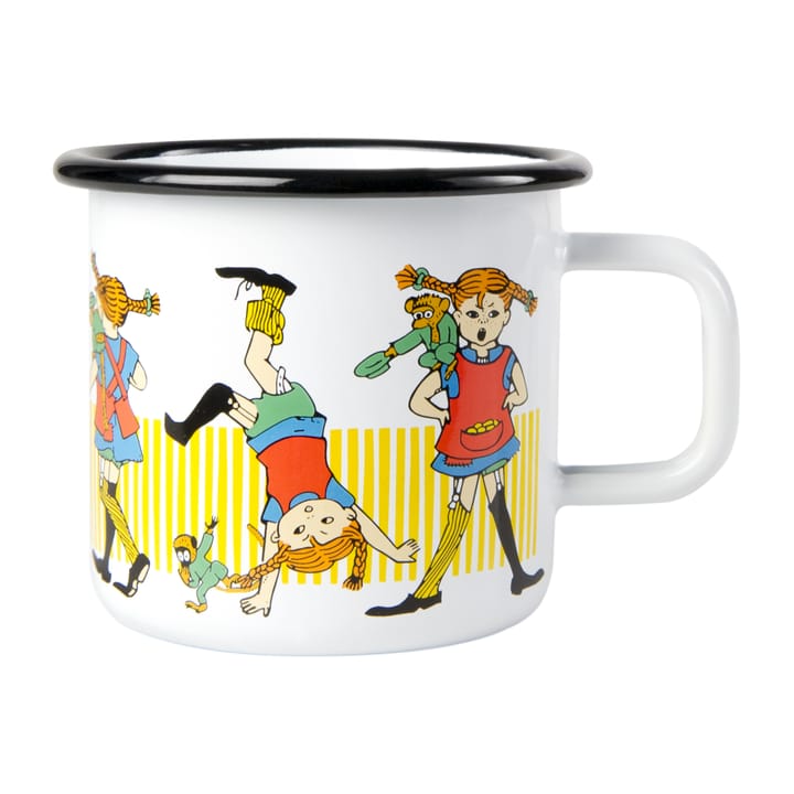 Pippi Longstocking enamel mug 3.7 dl - White - Muurla