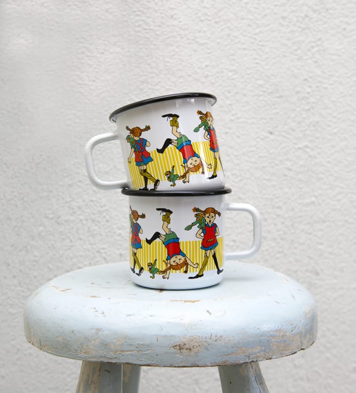 Pippi Longstocking enamel mug 3.7 dl - White - Muurla