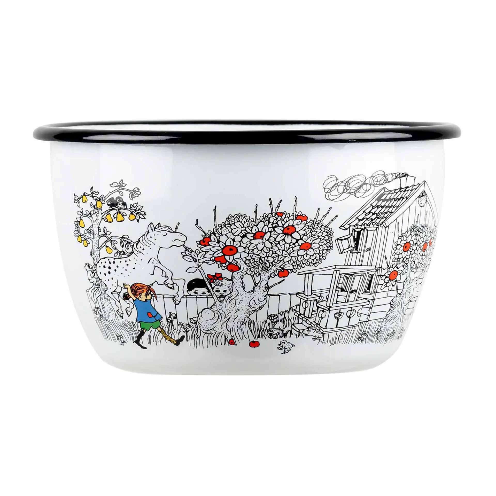 Pippi The Way Home enamel bowl 2 liter, White Muurla