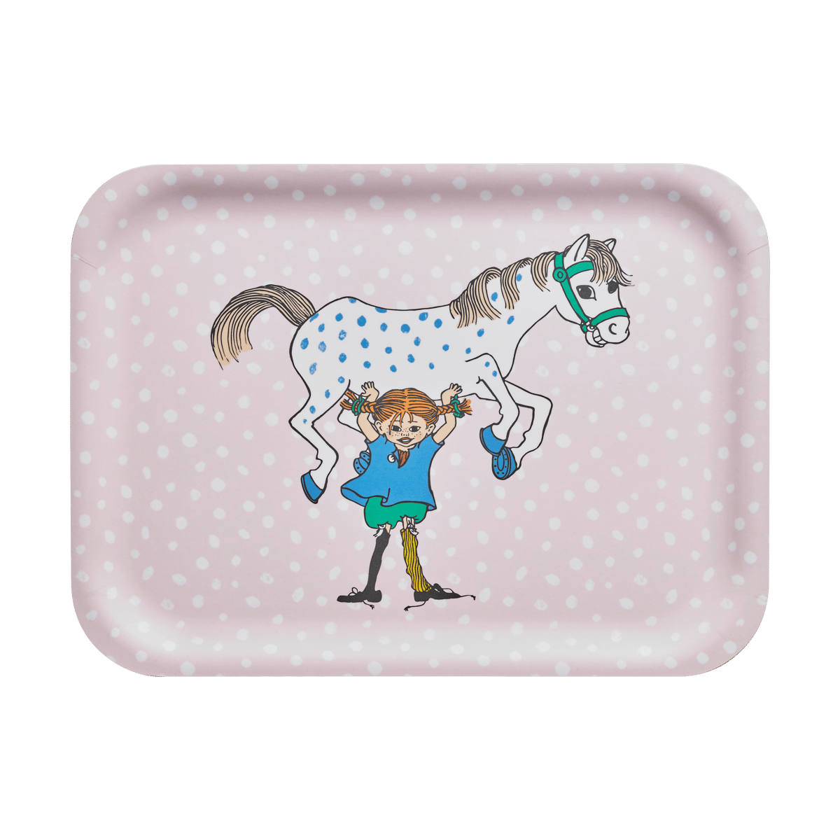 Muurla Pippi tray 20x27 cm Pippi and the Horse | Scandinavian Design | Trays | Pink