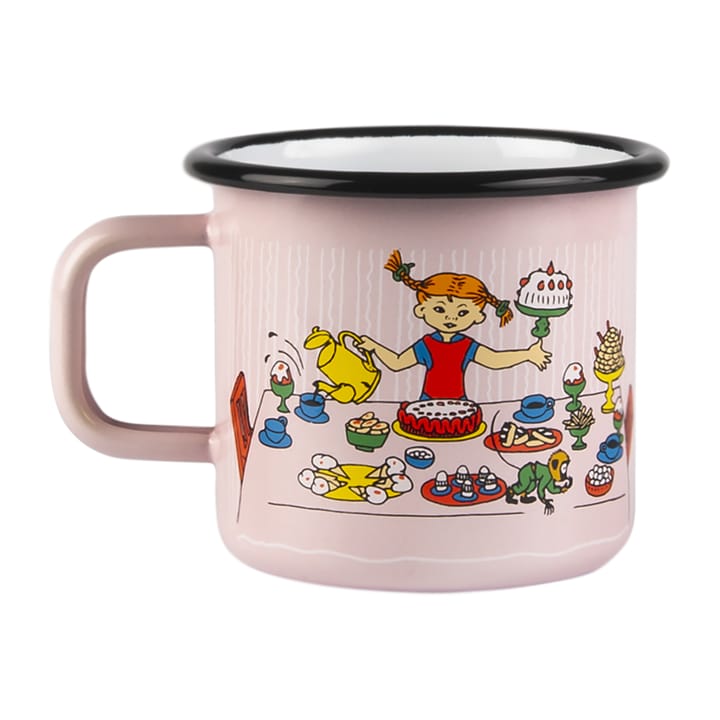 Pippi's birthday enamel mug 3.7 dl - Pink - Muurla