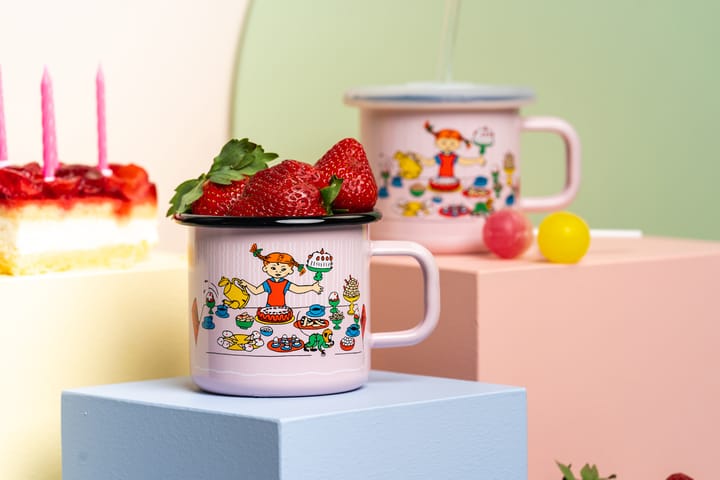 Pippi's birthday enamel mug 3.7 dl - Pink - Muurla