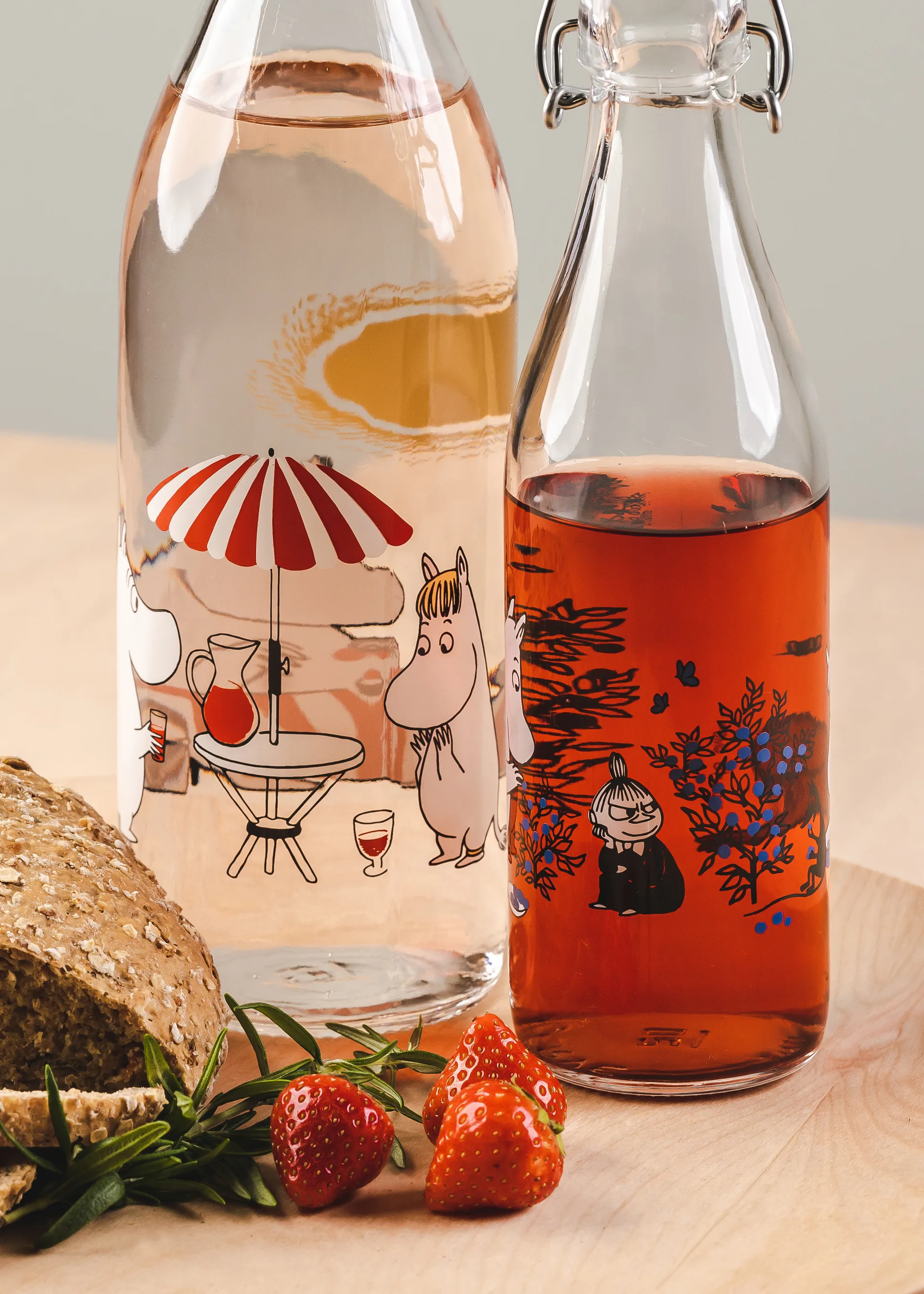 Summertime glass bottle 1 L, Transparent Muurla