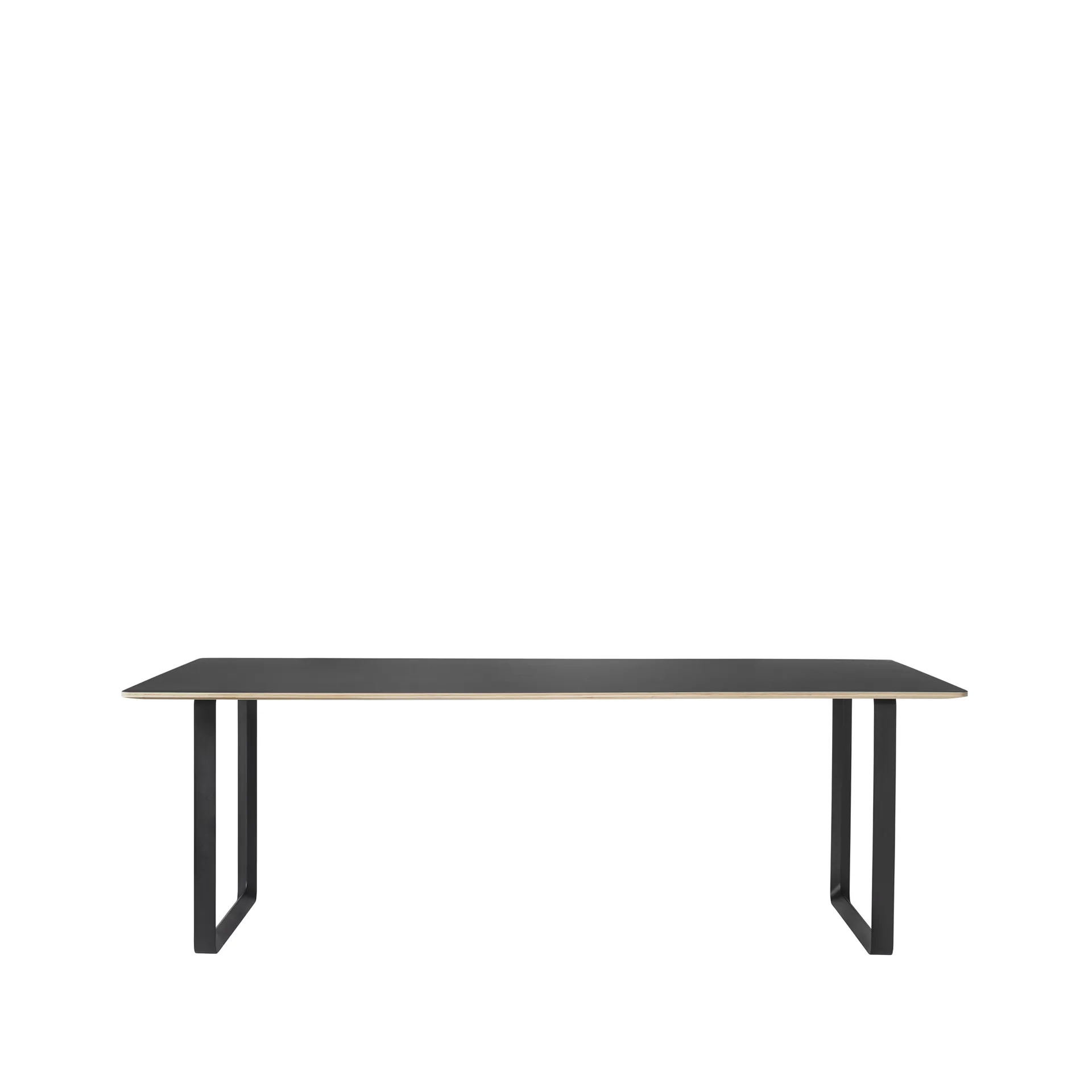 70/70 dining table 225x90 cm, Black linoleum-Plywood-Black Muuto