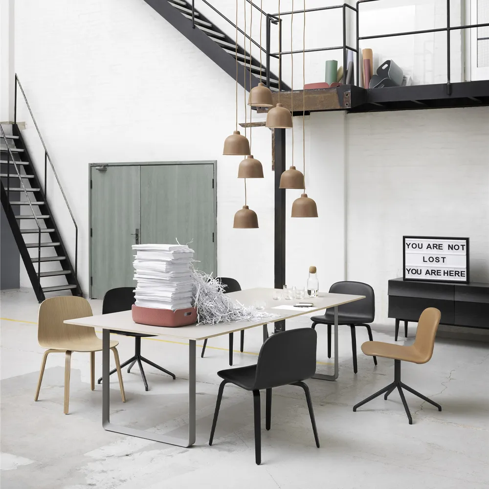 70/70 dining table 255x108 cm, Black linoleum-Plywood-White Muuto