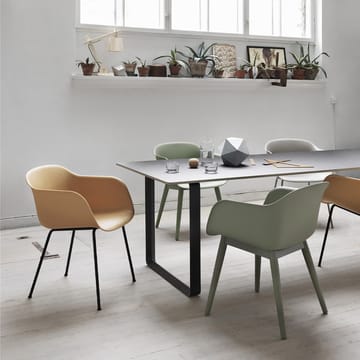 70/70 dining table 255x108 cm - Grey linoleum-Plywood-Sand - Muuto