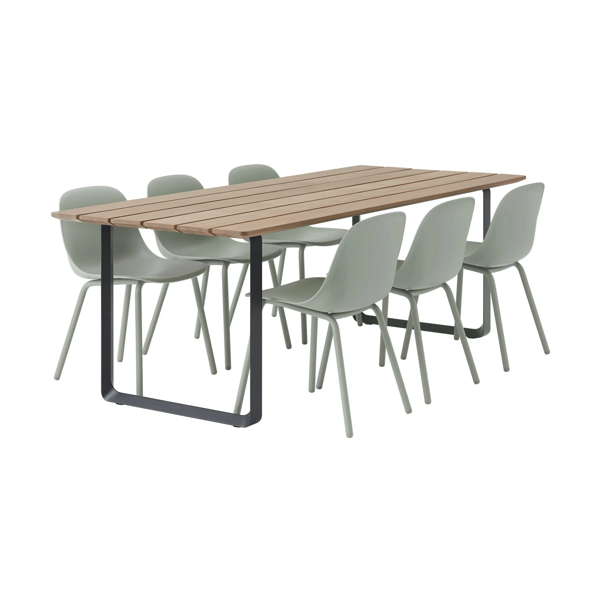 70/70 Outdoor dining table 225x90 cm black steel frame Muuto