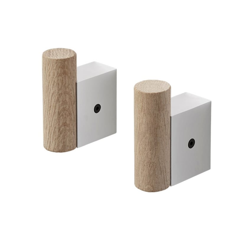 Muuto Attach hook 2-pack Oak-aluminum | Scandinavian Design | Clothes hooks & hangers | Grey