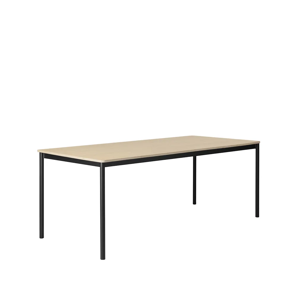 Base dining table, Oak. black stand. plywood edge. 190x85cm Muuto