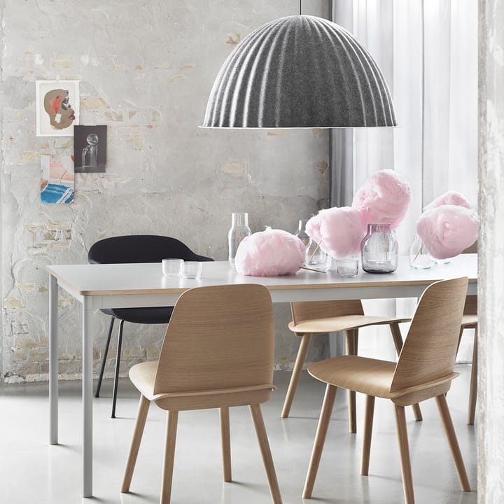 Base dining table, Oak. white stand. plywood edge. 190x85cm Muuto