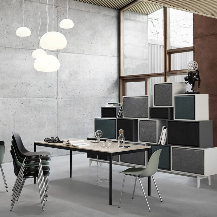 Base dining table, Oak. white stand. plywood edge. 190x85cm Muuto