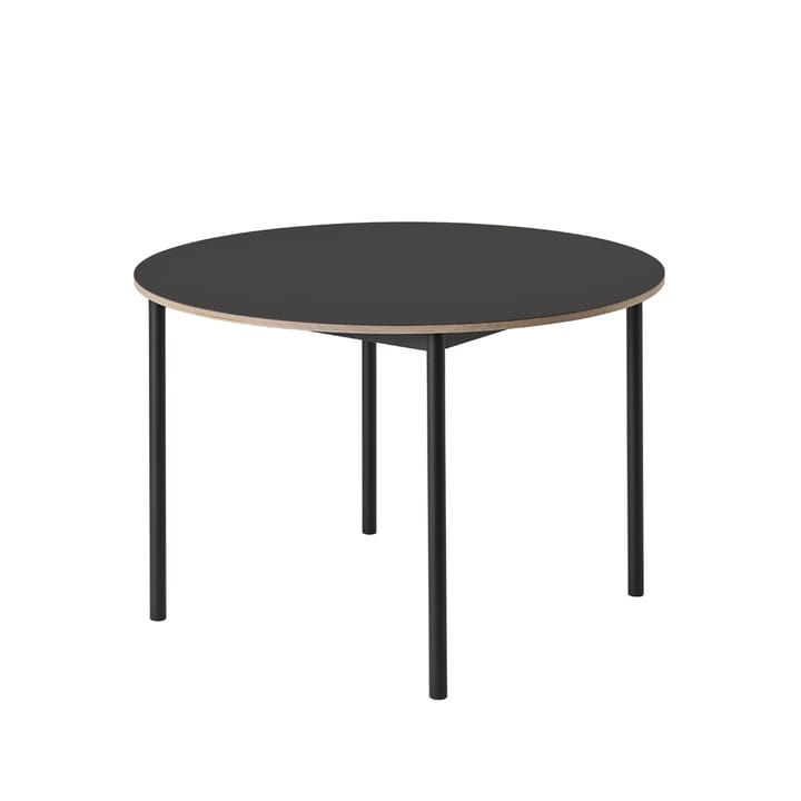 Base dining table round Ø110 cm - Black linoleum-Plywood-Black - Muuto