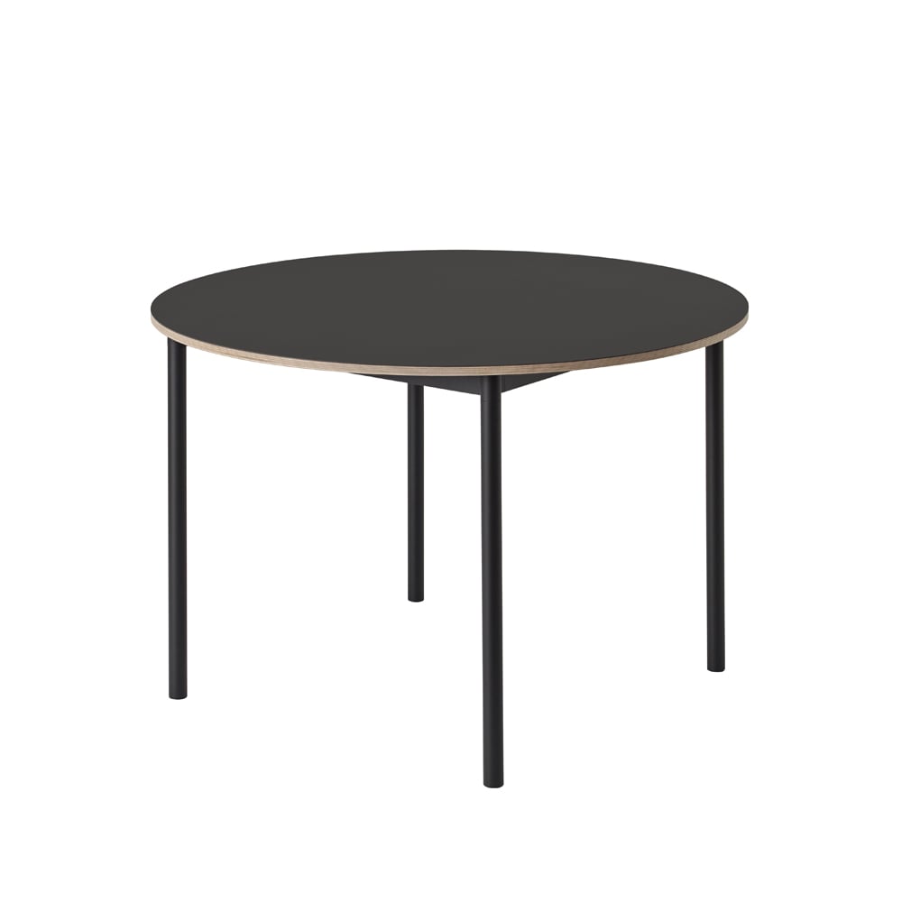 Muuto Base dining table round o110 cm Black linoleum-Plywood-Black