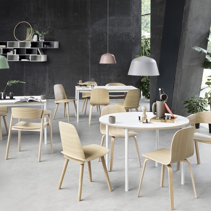 Base dining table round Ø110 cm - White laminate-Plywood-White - Muuto