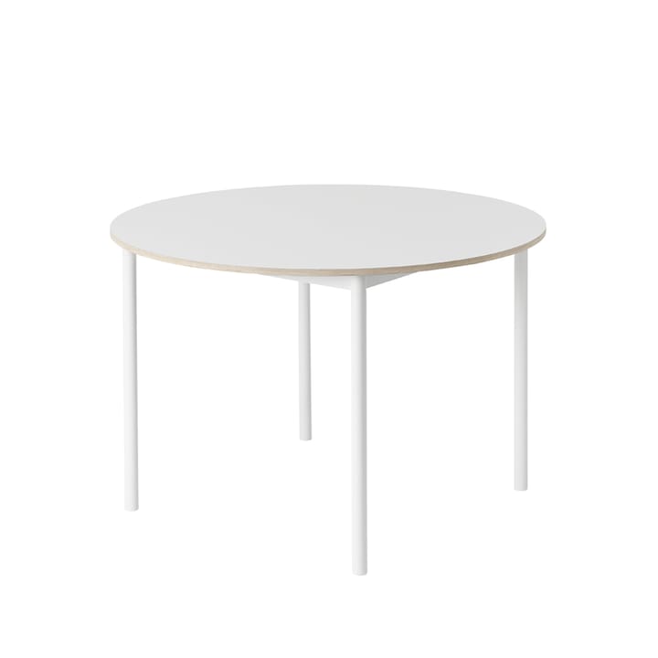 Base dining table round Ø110 cm - White laminate-Plywood-White - Muuto