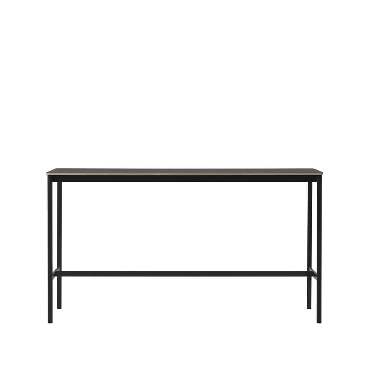 Base high bar table - Black linoleum, black legs, plywood edge, b50 l190 h105 - Muuto