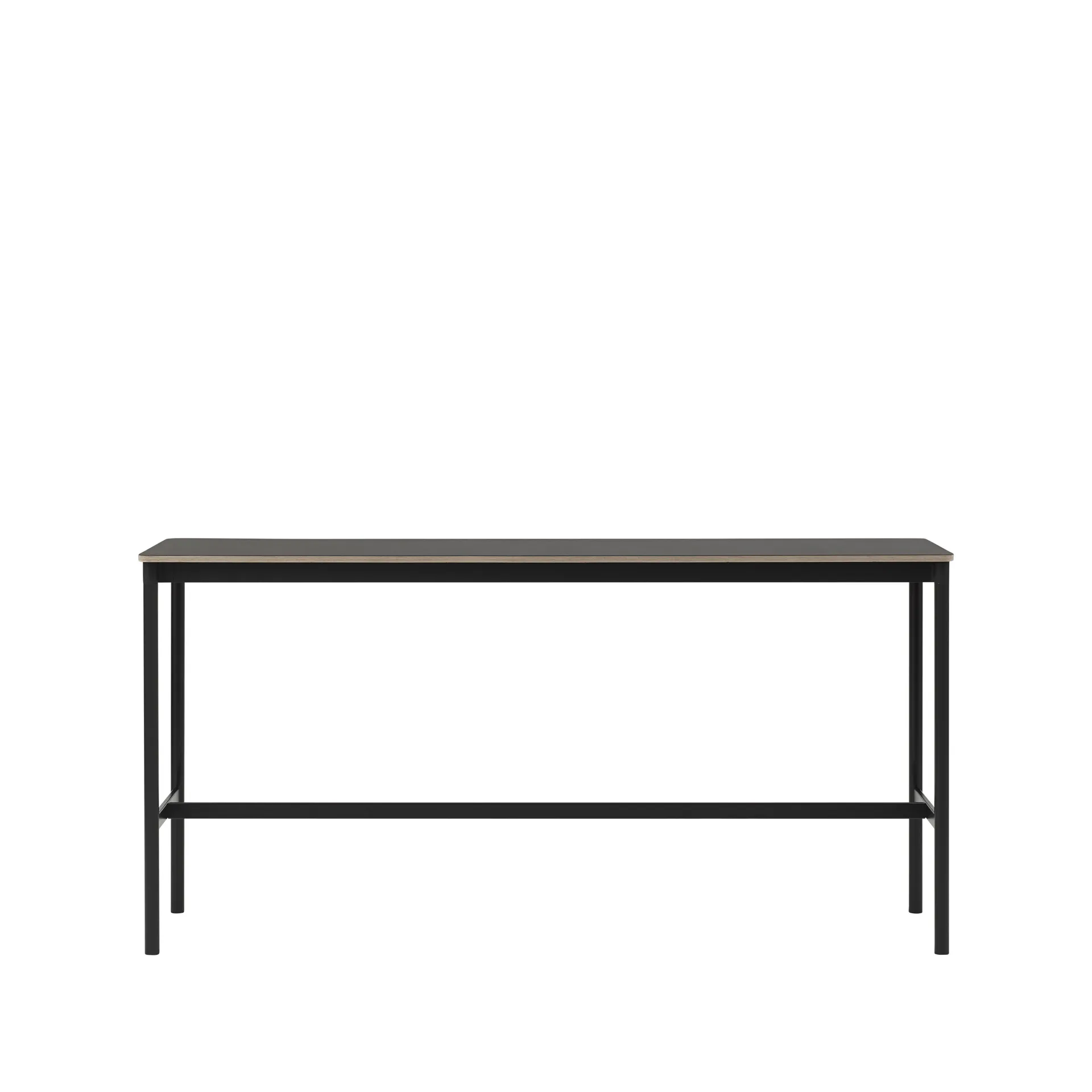 Base high bar table, Black linoleum, black legs, plywood edge, b50 l190 h95 Muuto