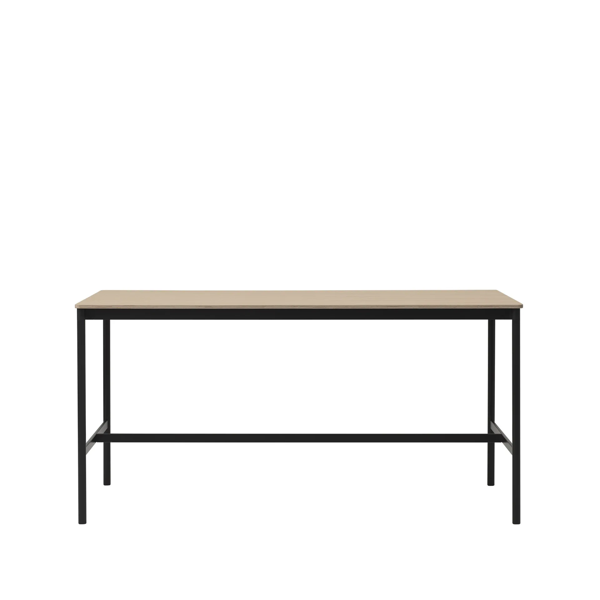 Base high bar table, Oak, black legs, plywood edge, b85 l190 h95 Muuto