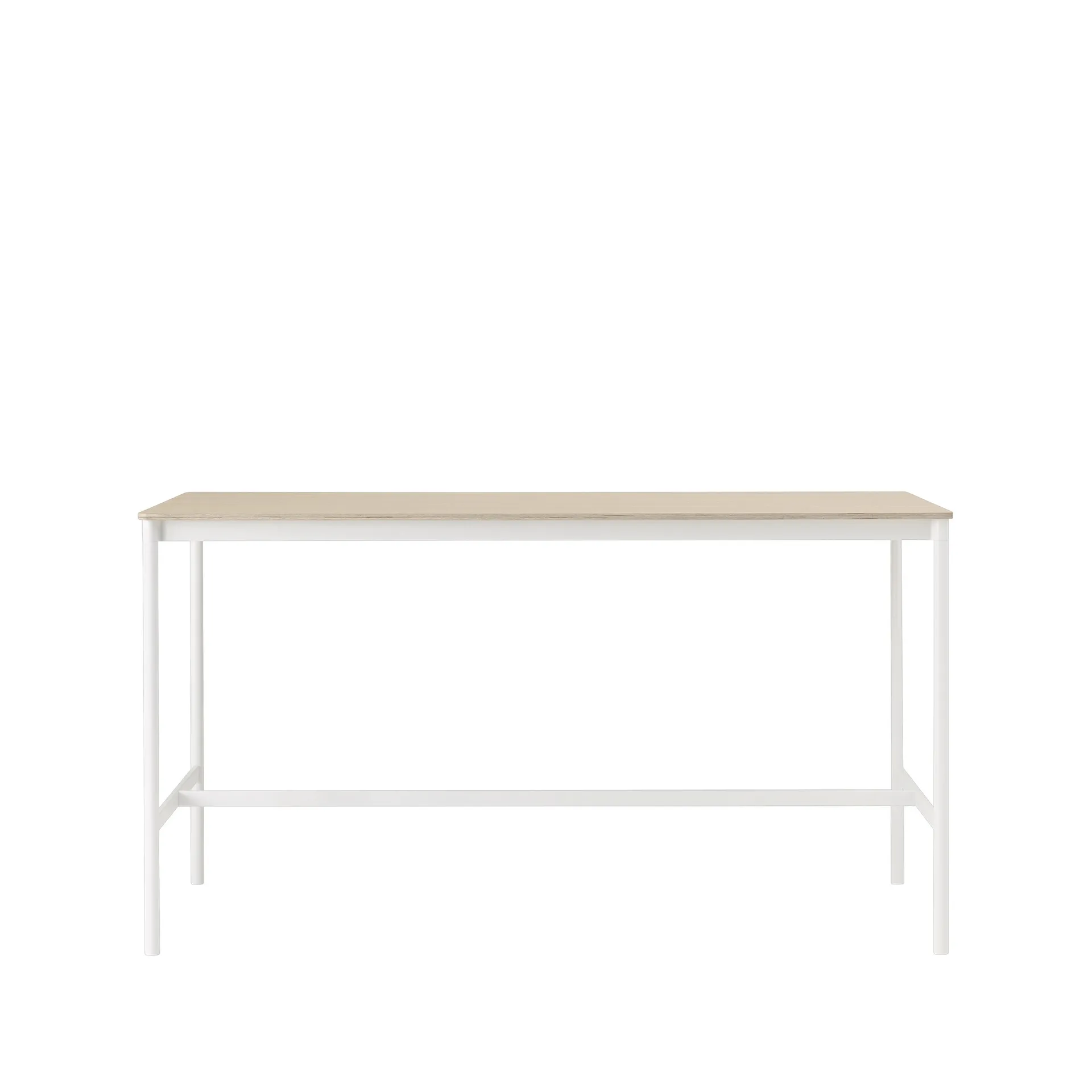 Base high bar table, Oak, white legs, plywood edge, b85 l190 h105 Muuto