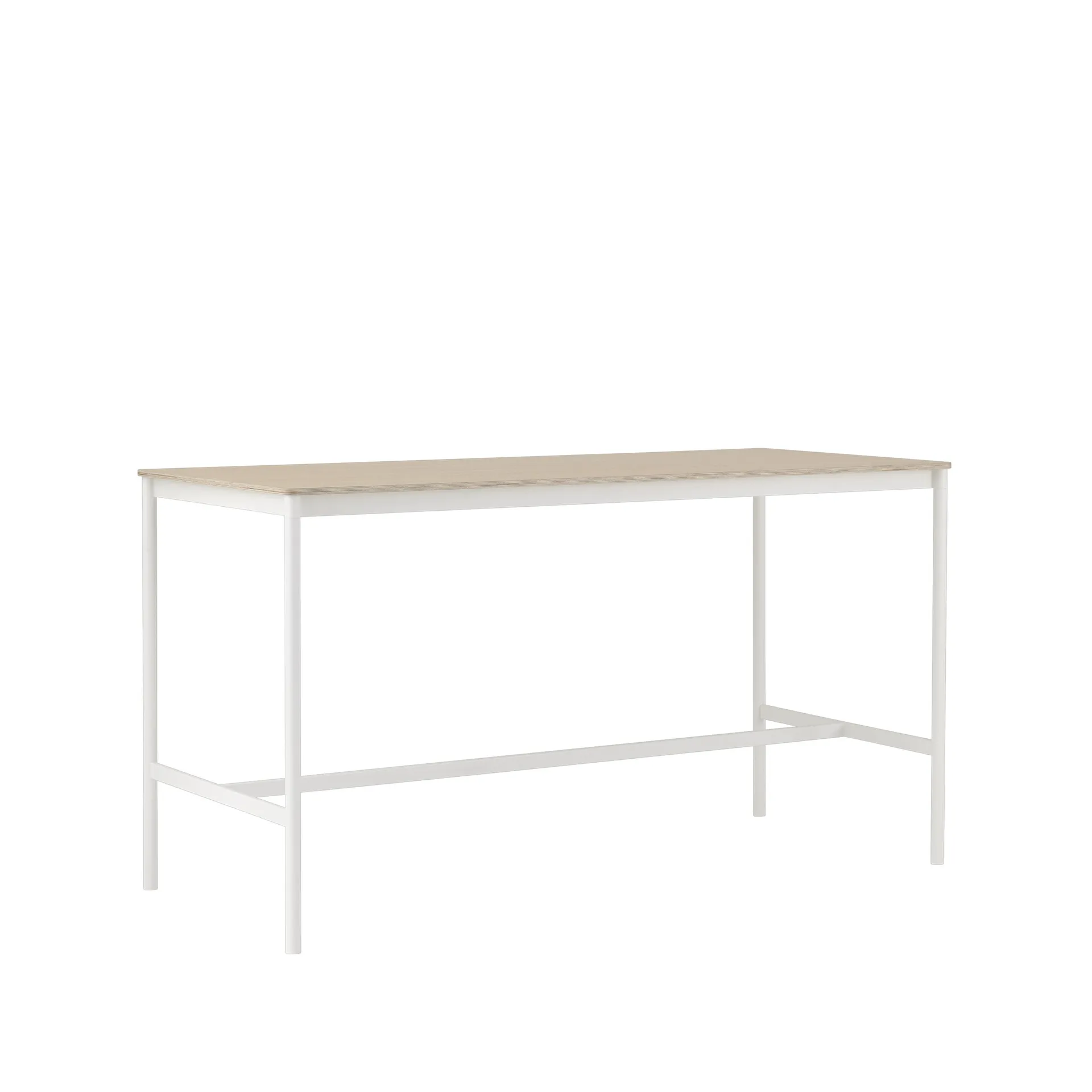 Base high bar table, Oak, white legs, plywood edge, b85 l190 h105 Muuto