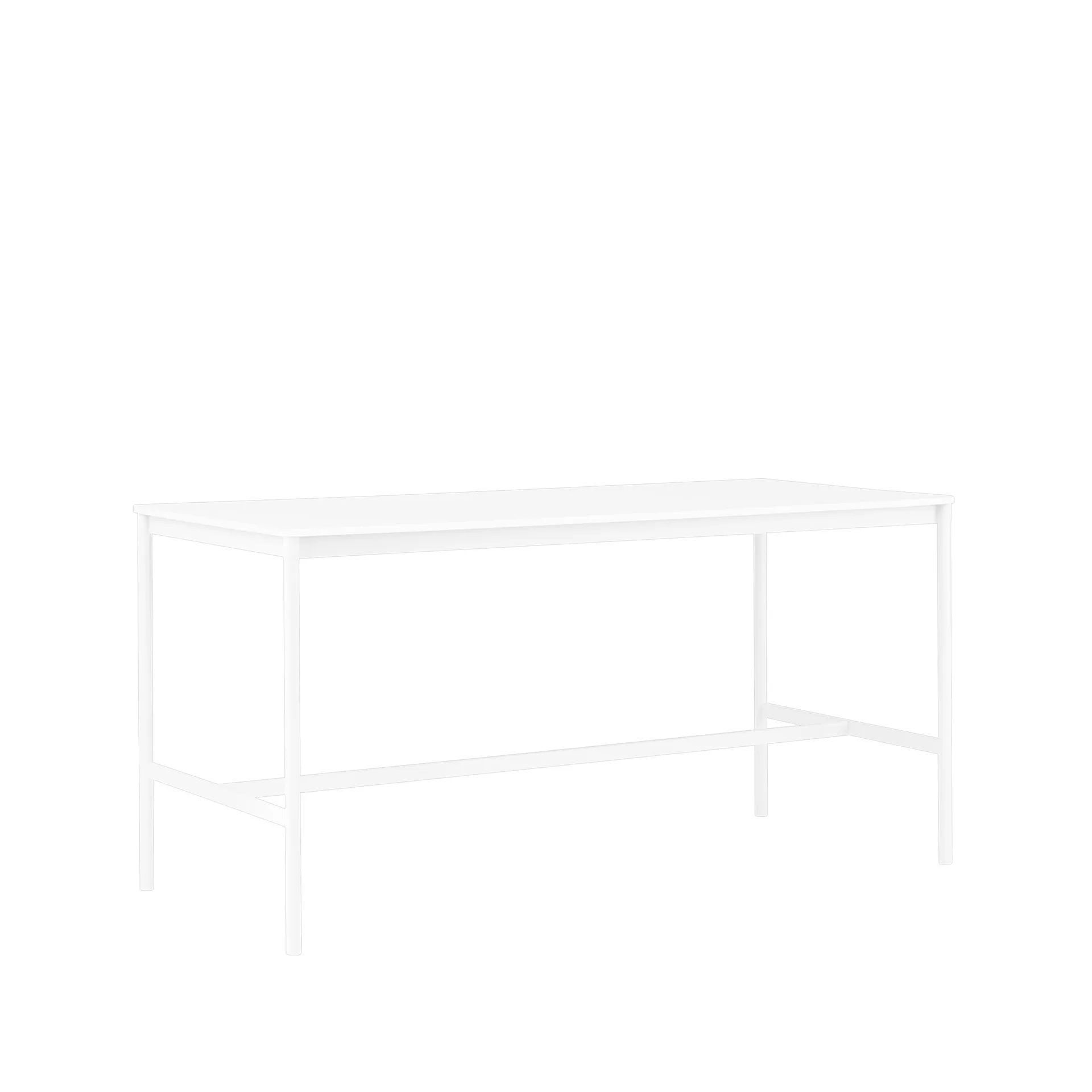Base high bar table, White laminate, white legs, abs edge, b85 l190 h95 Muuto
