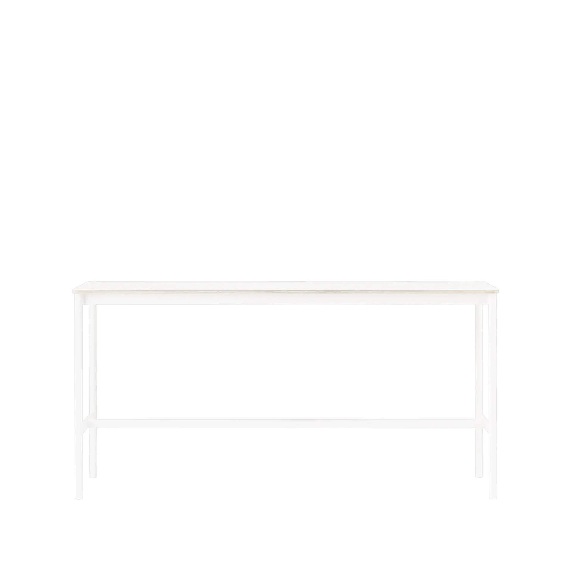 Base high bar table, White laminate, white legs, plywood edge, b50 l190 h95 Muuto