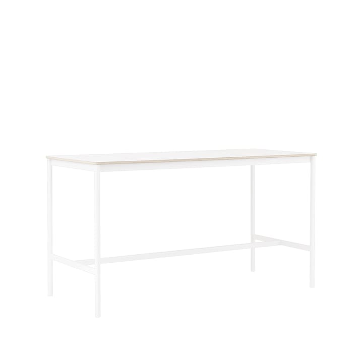 Base high bar table - White laminate, white legs, plywood edge, b85 l190 h105 - Muuto