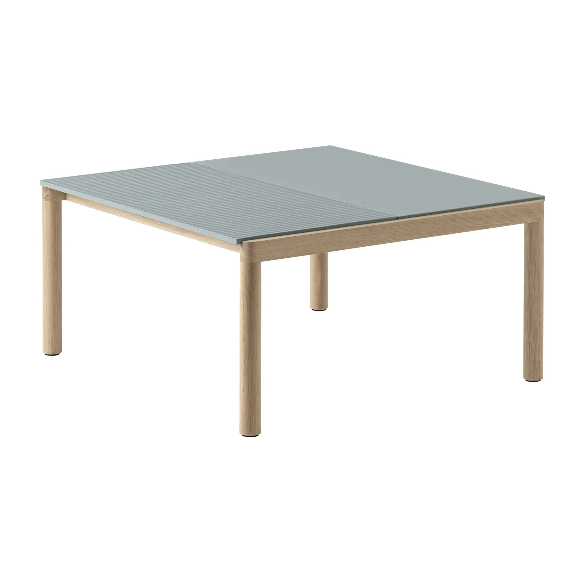 Couple 1 Plain-1 Wavy coffee table 80x84x40 cm, Pale blue-oak Muuto