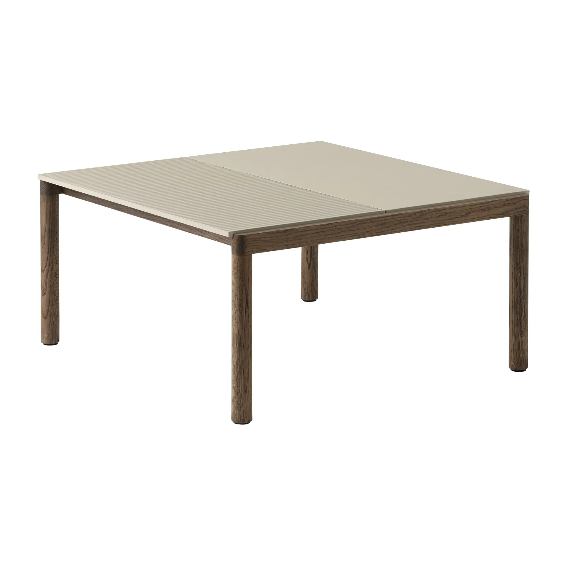 Couple 1 Plain-1 Wavy coffee table 80x84x40 cm, Sand-dark oiled oak Muuto