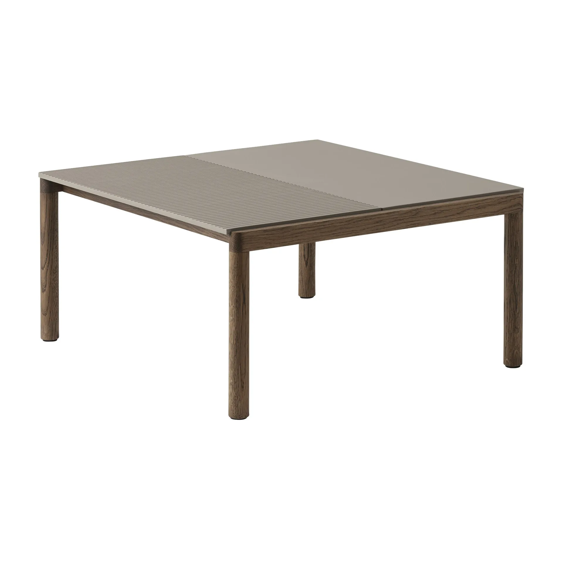 Couple 1 Plain-1 Wavy coffee table 80x84x40 cm, Taupe-dark oiled oak Muuto