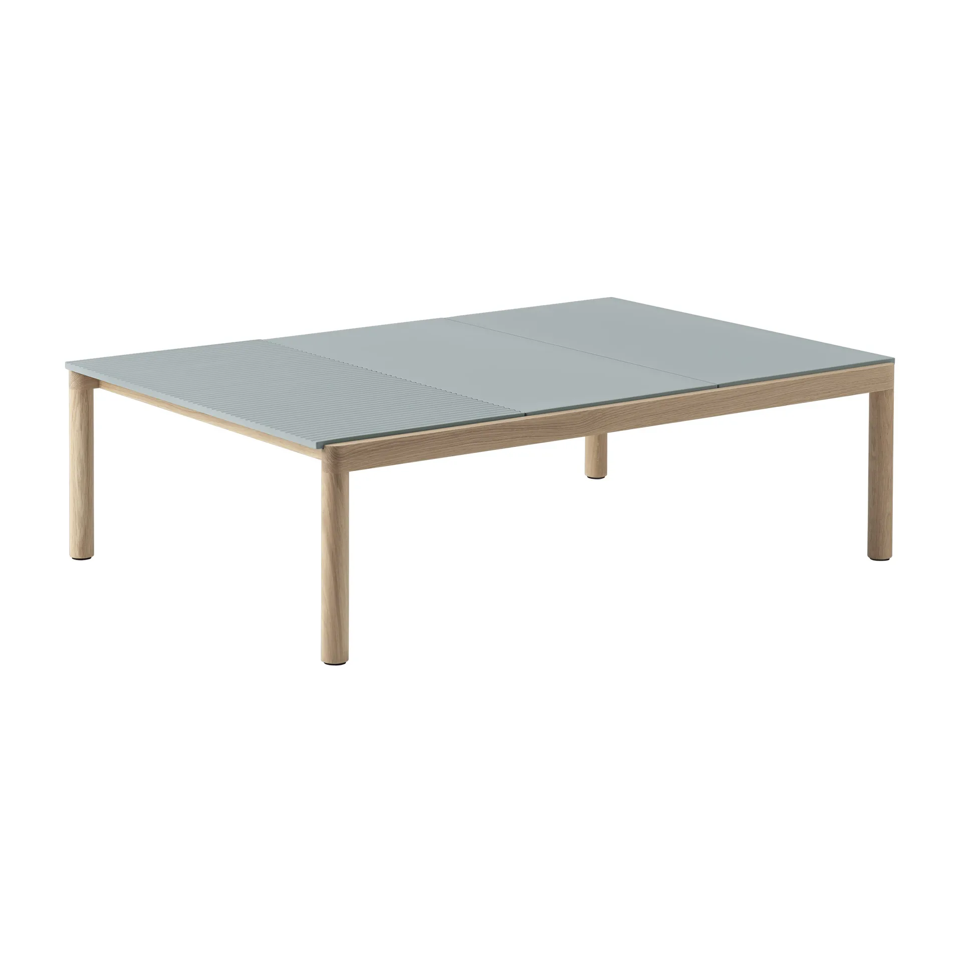 Couple 2 Plain-1 Wavy coffee table 120x84x35 cm, Pale blue-oak Muuto