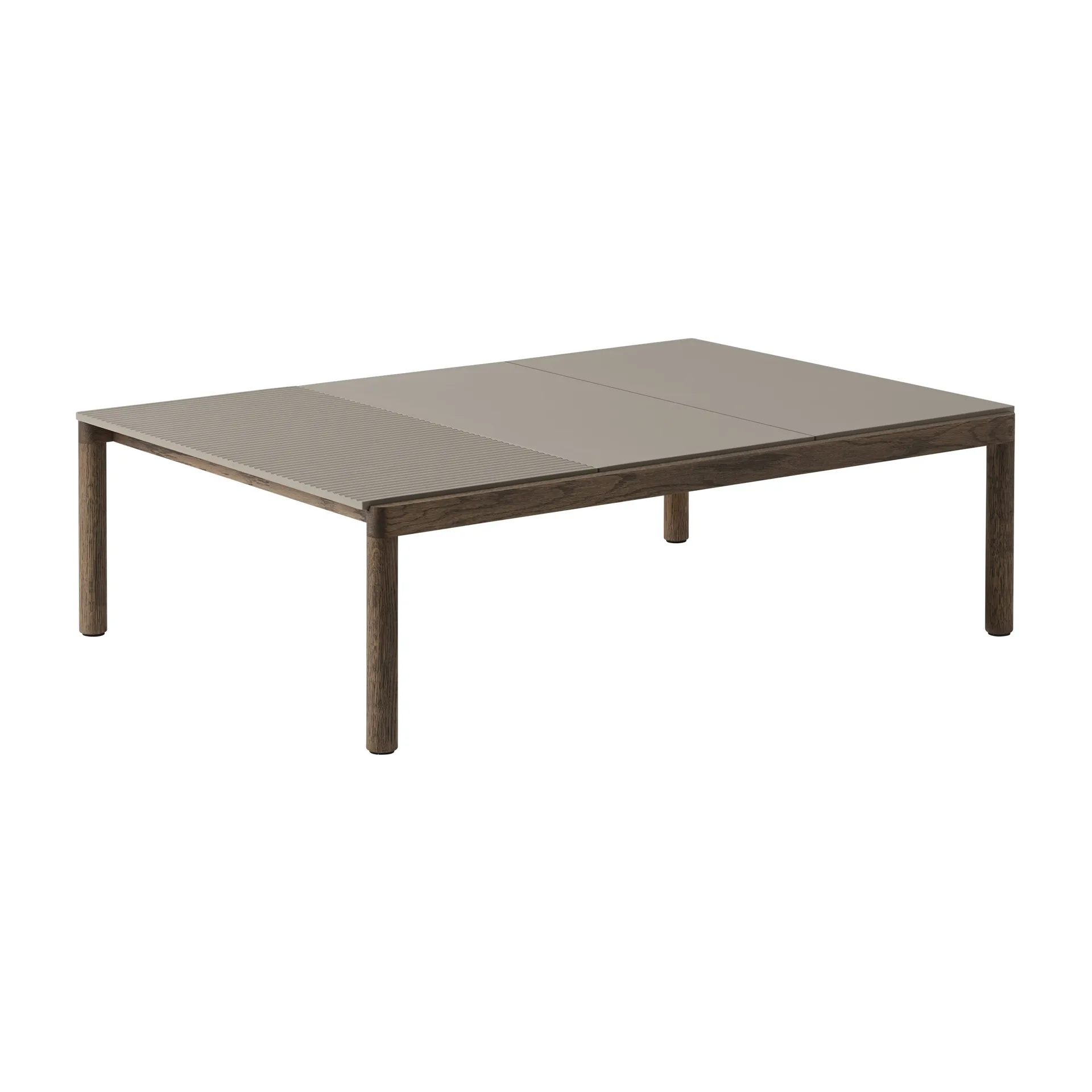 Couple 2 Plain-1 Wavy coffee table 120x84x35 cm, Taupe-dark oiled oak Muuto