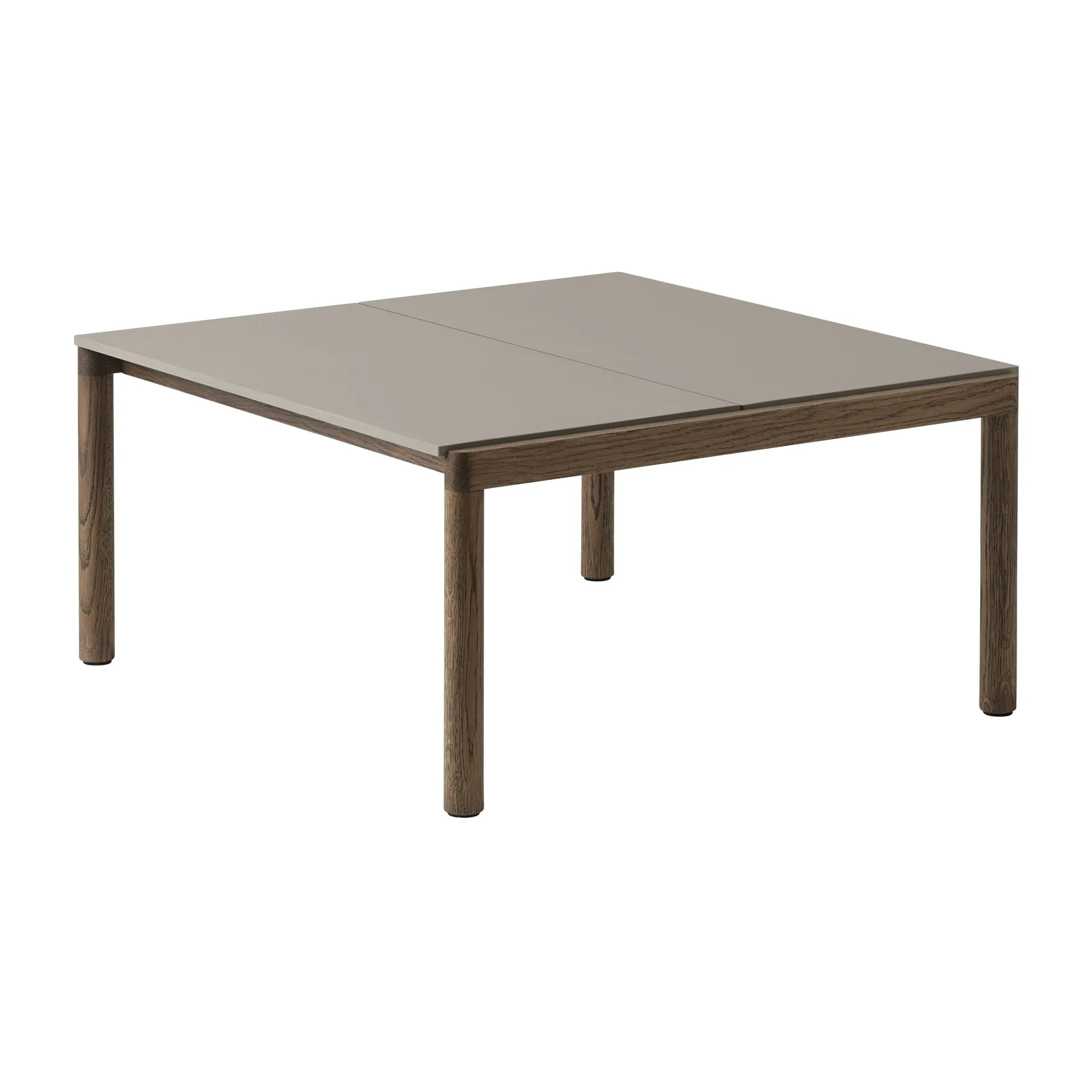 Couple 2 Plain coffee table 80x84x40 cm, Taupe-dark oiled oak Muuto