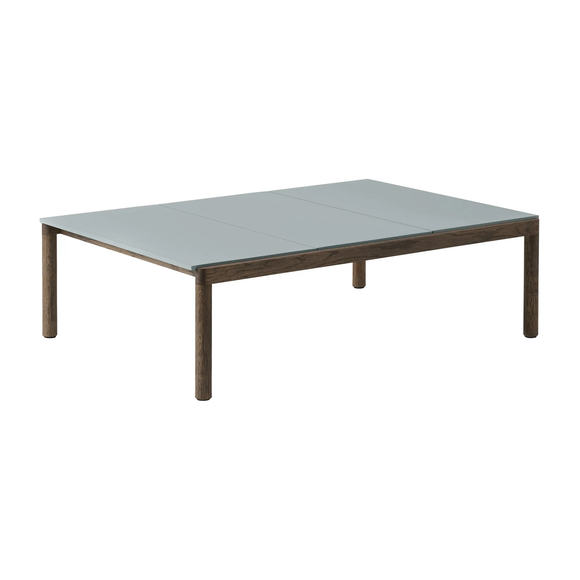 Couple 3 Plain coffee table 120x84x35 cm, Pale blue-dark oiled oak Muuto