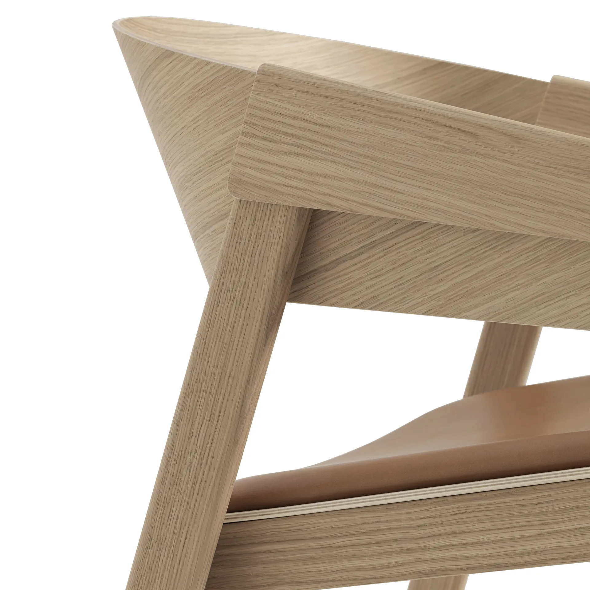 Cover lounge chair leather, Refine leather cognac-oak Muuto