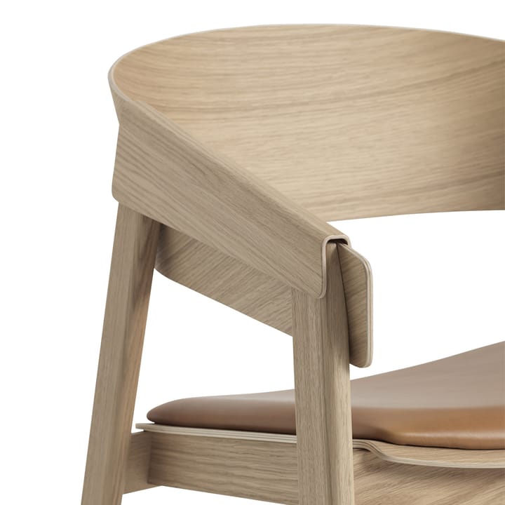 Cover lounge chair leather - Refine leather cognac-oak - Muuto