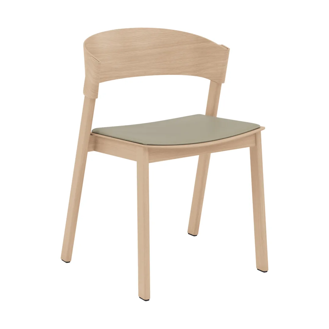 Muuto Cover Side Chair leather Refine leather stone-Oak