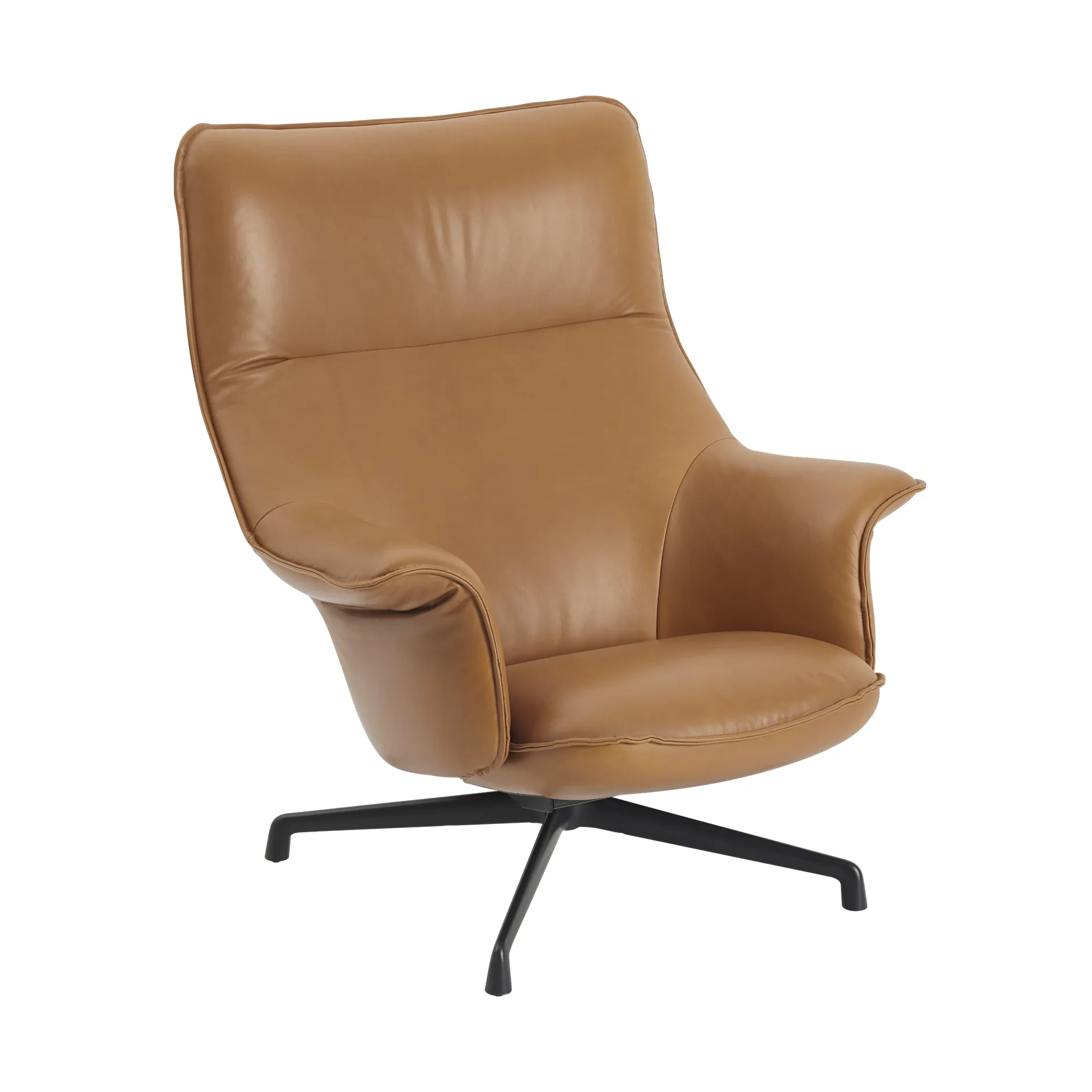 Doze armchair swivel base, Refine leather cognac-black Muuto