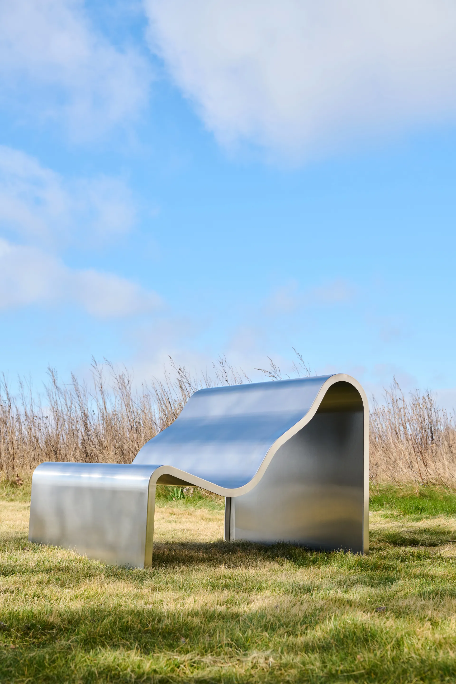 Dream View bench, Brushed steel, 100 cm Muuto